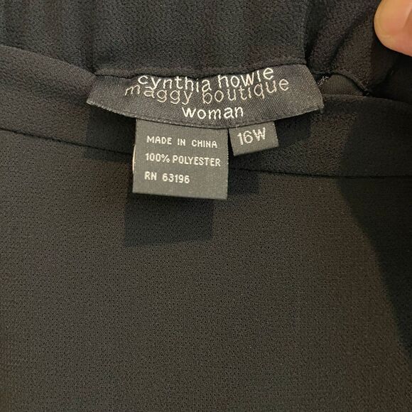 Cynthia Howie Black 16W Womens Blouse Top & Skirt Chiffon Set Classic VTG - Picture 7 of 11